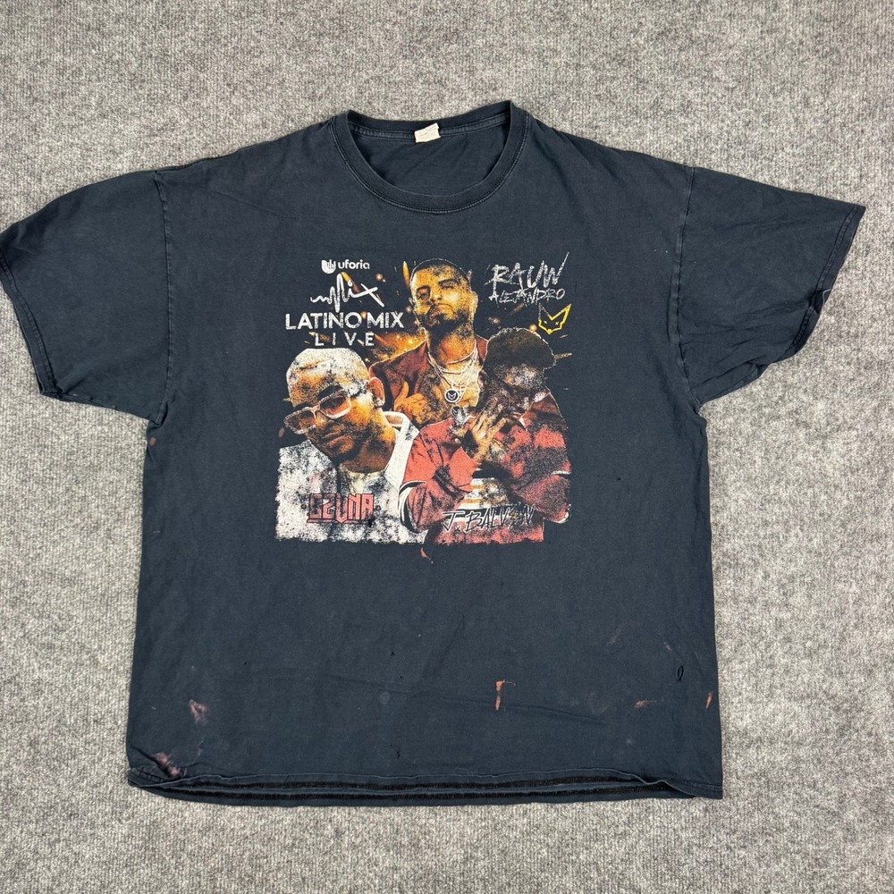 Fruit of the Loom T-Shirt Mens XL Black Latino Mix Live 2021 Concert Graphic Tee
